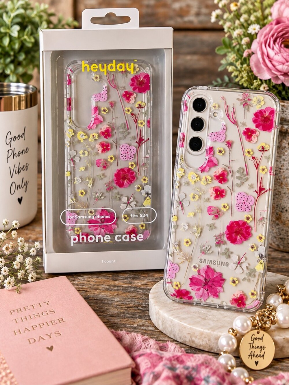 Heyday Clear Floral Phone Case Samsung Galaxy S24, NWT
